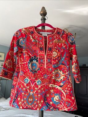 Gretchen Scott Designs Orange  Floral-Paisley Top